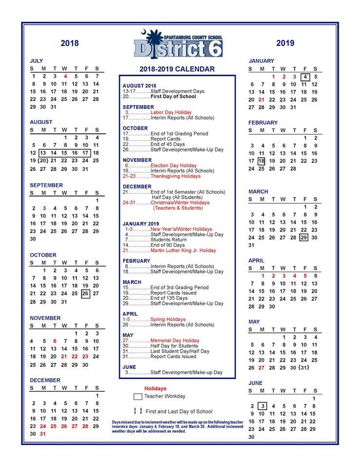 2018-19 Calendar